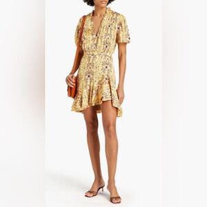 SANDRO Suzette Belted Floral Print Satin-Twill Mini Dress
